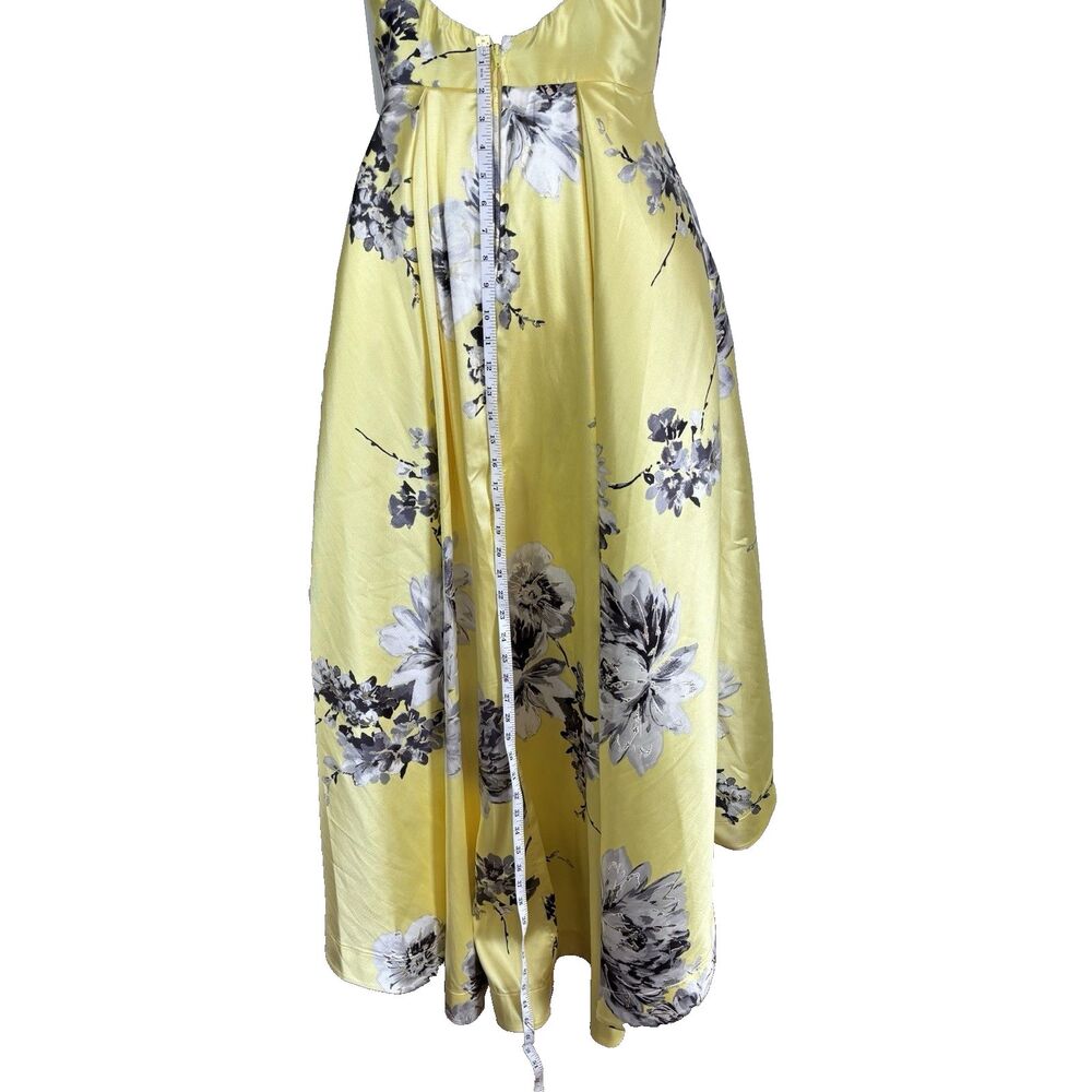 Speechless Yellow Floral High Low Dress Size 5 Spaghetti Strap Prom Formal Satin - Picture 15 of 16